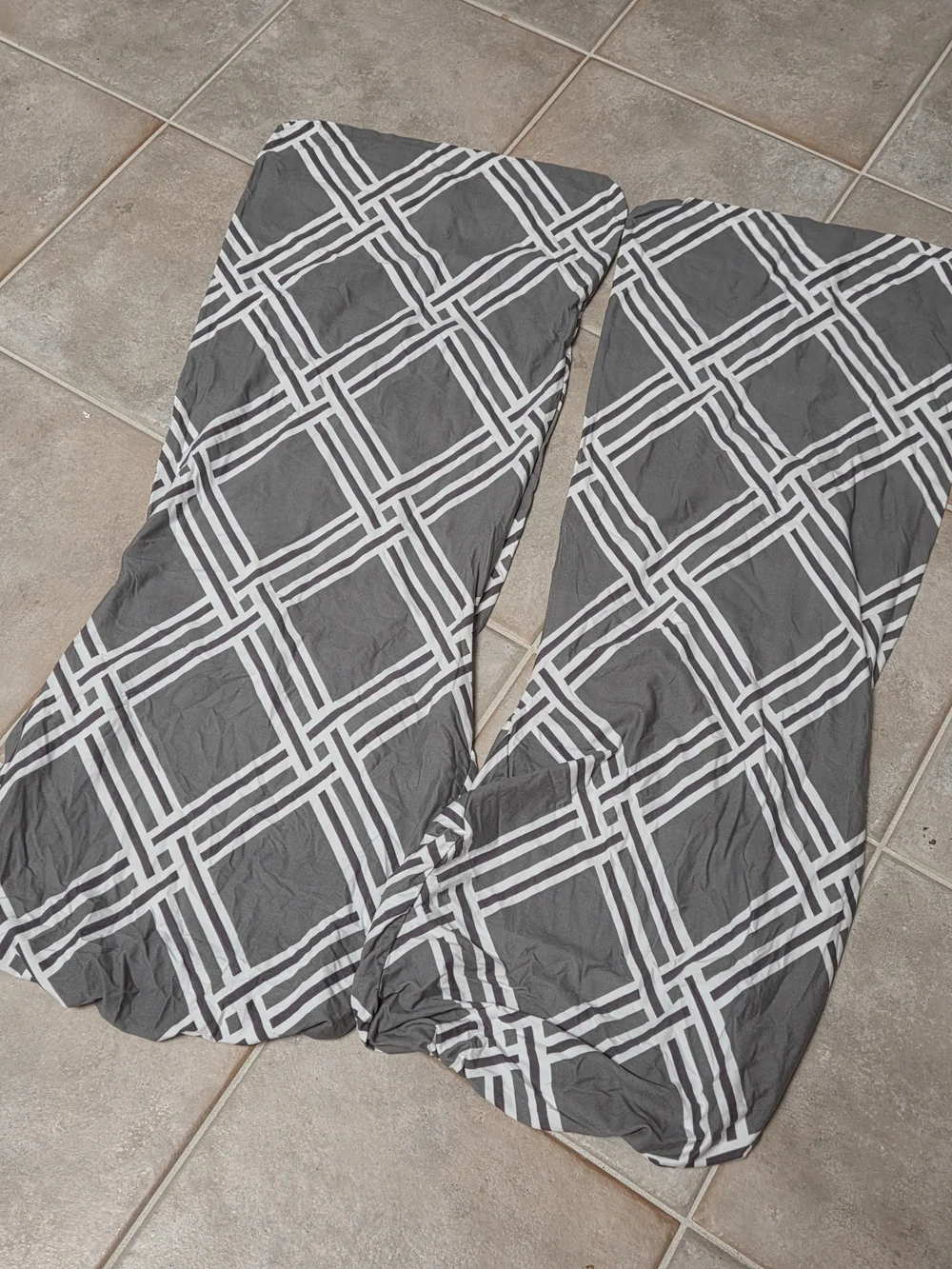 Gray and White Geometric Fitted Chair Covers 2PC